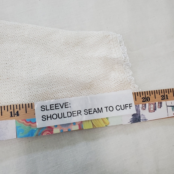 Vtg Sellecca Floral Pearl Embroidered Cream Cardigan Sweater Quiet Luxury Sz L - Picture 5 of 10